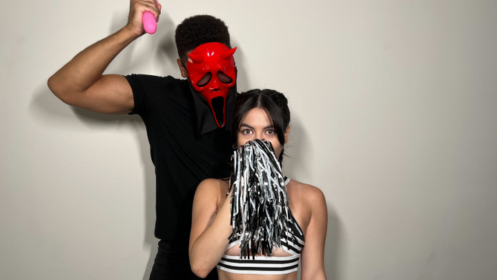 Slutty Cheerleader Megan Mistakes Gets Hoe-Lloween Surprise