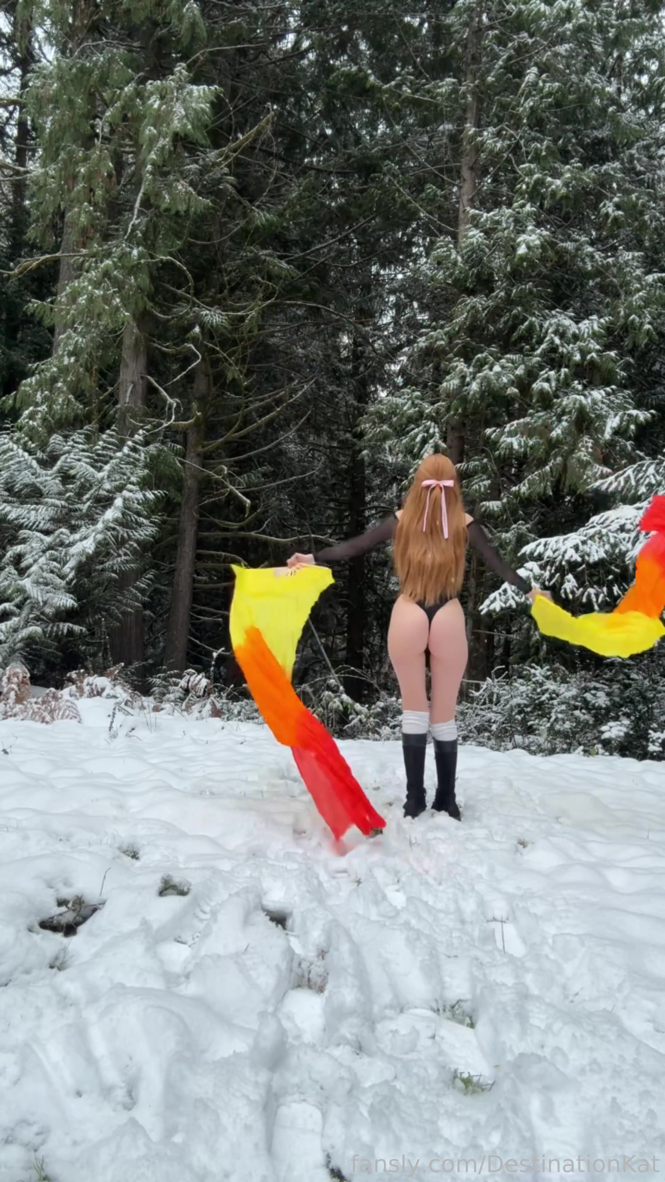 Playing With Flow Fans Outside With Nudity