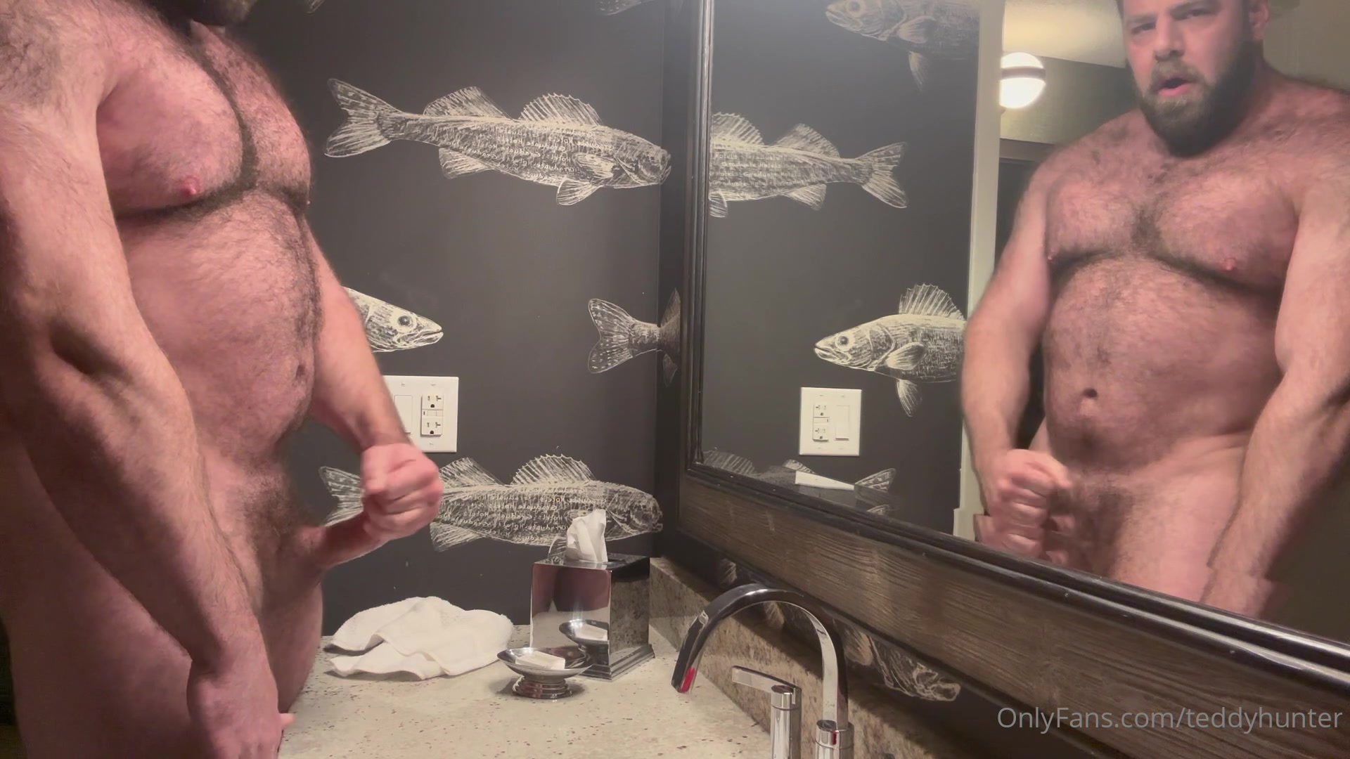 Massive Load Shot Into The Mirror